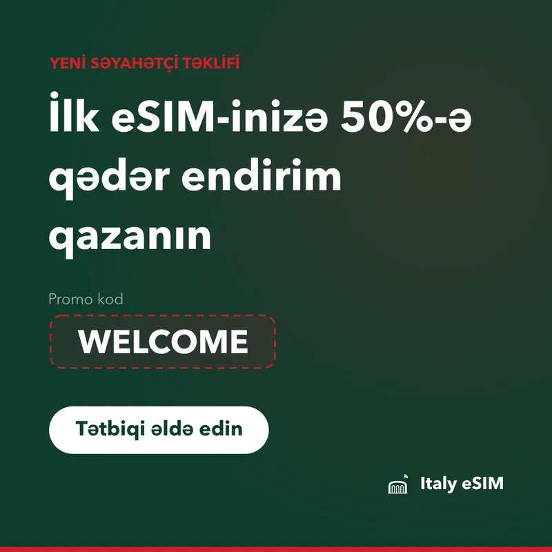 Italy eSIM Promo Kodu WELCOME — 15% Endirim