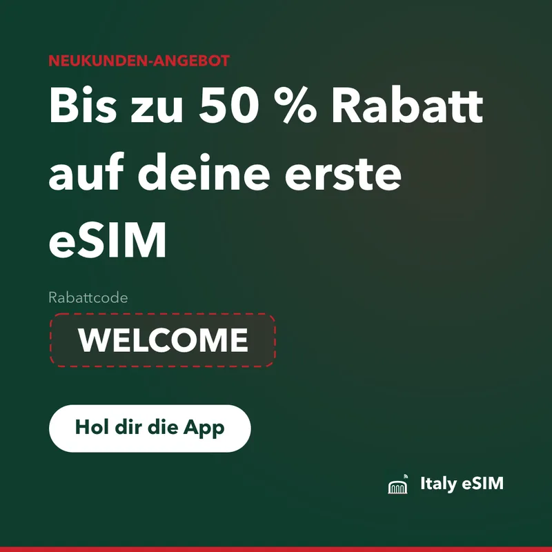 Italy eSIM Rabattcode — WELCOME, 15% Rabatt