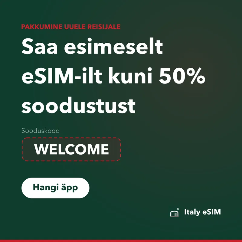 Italy eSIM sooduskood — WELCOME, 15% soodsam