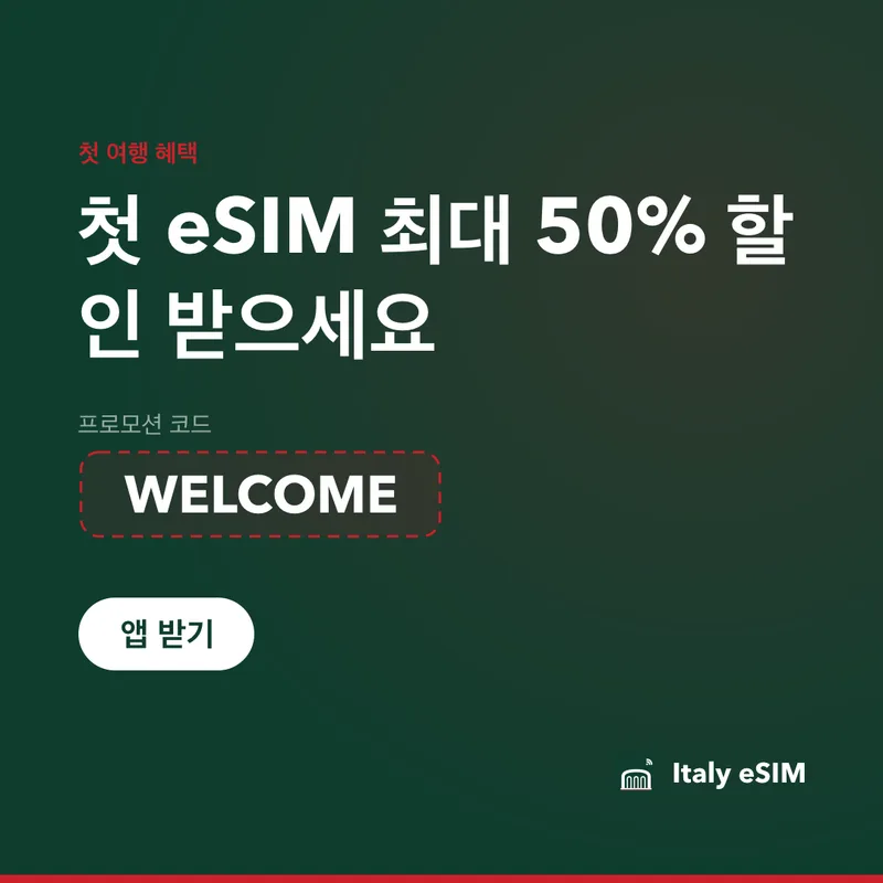 Italy eSIM 프로모션 코드 WELCOME, 15% 할인