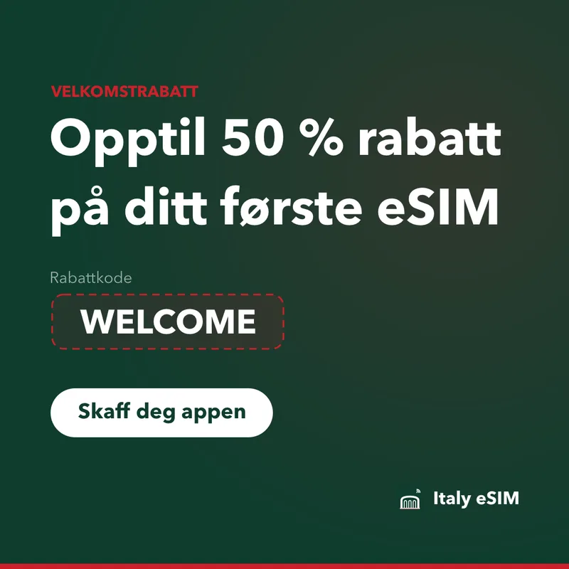 Italy eSIM-rabattkode — WELCOME, 15 % rabatt