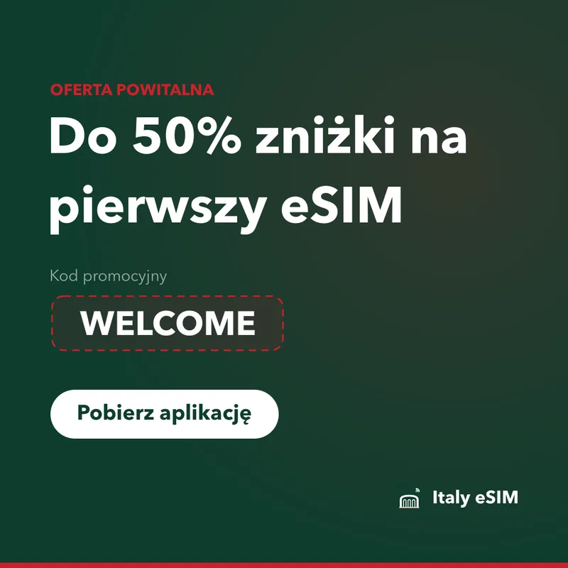 Kod promocyjny Italy eSIM — WELCOME, 15% zniżki