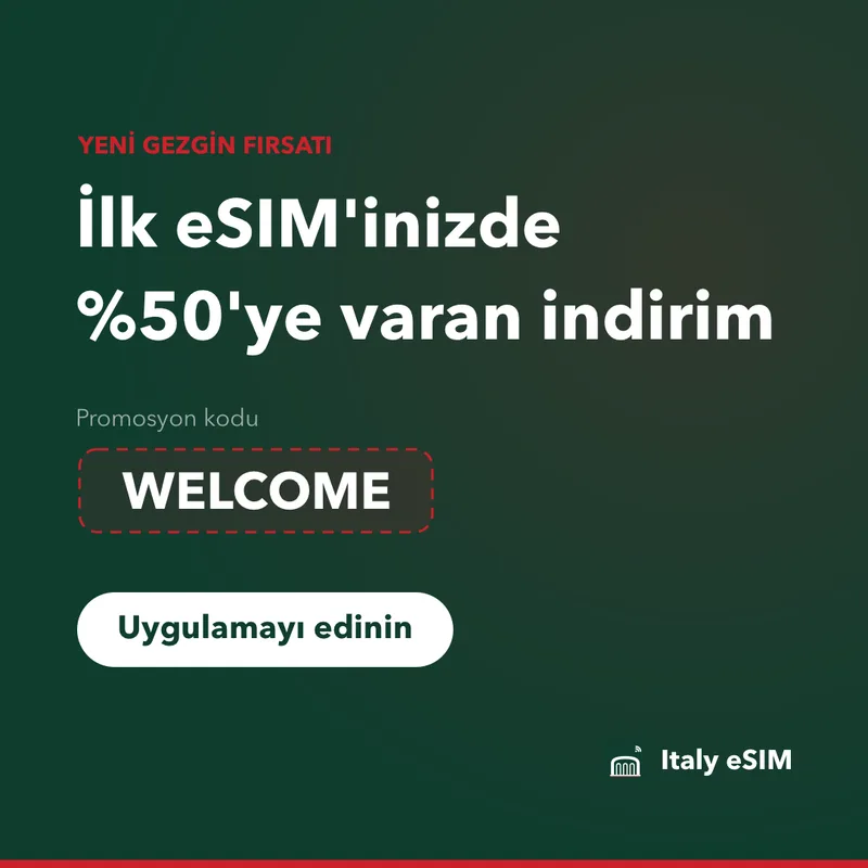 Italy eSIM Promosyon Kodu WELCOME — %15 İndirim