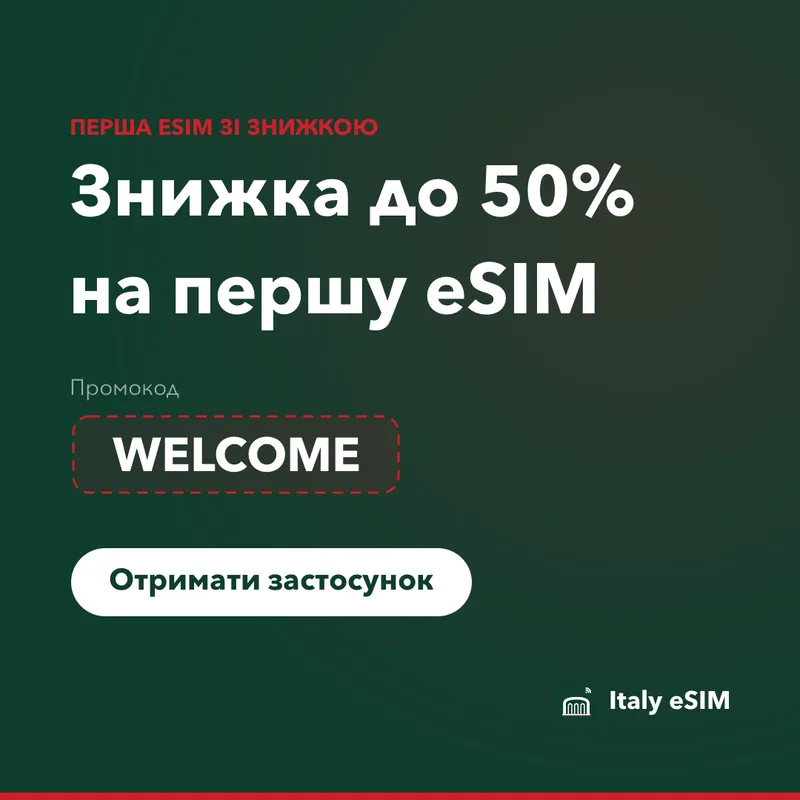 Промокод Italy eSIM — WELCOME, знижка 15%