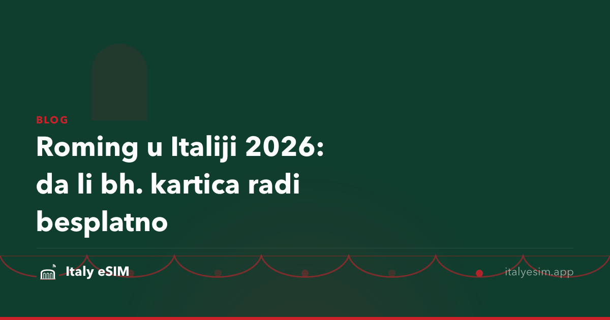 Roming u Italiji 2026: da li bh. kartica radi besplatno