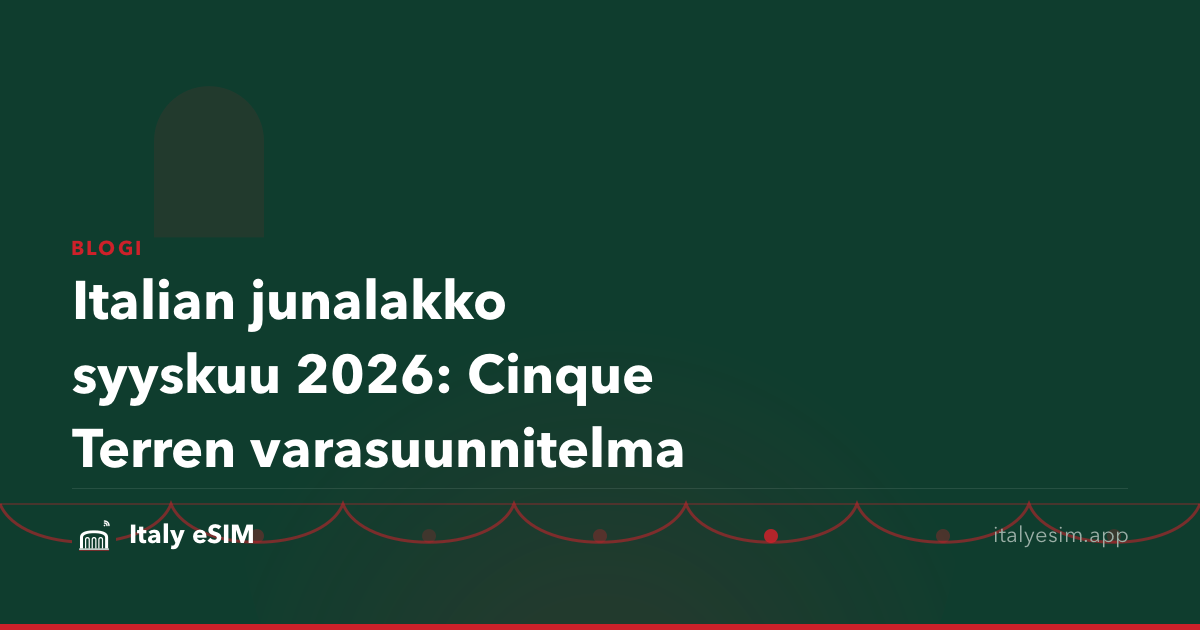 Italian junalakko syyskuu 2026: Cinque Terren varasuunnitelma