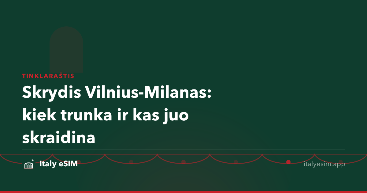 Skrydis Vilnius-Milanas: kiek trunka ir kas juo skraidina